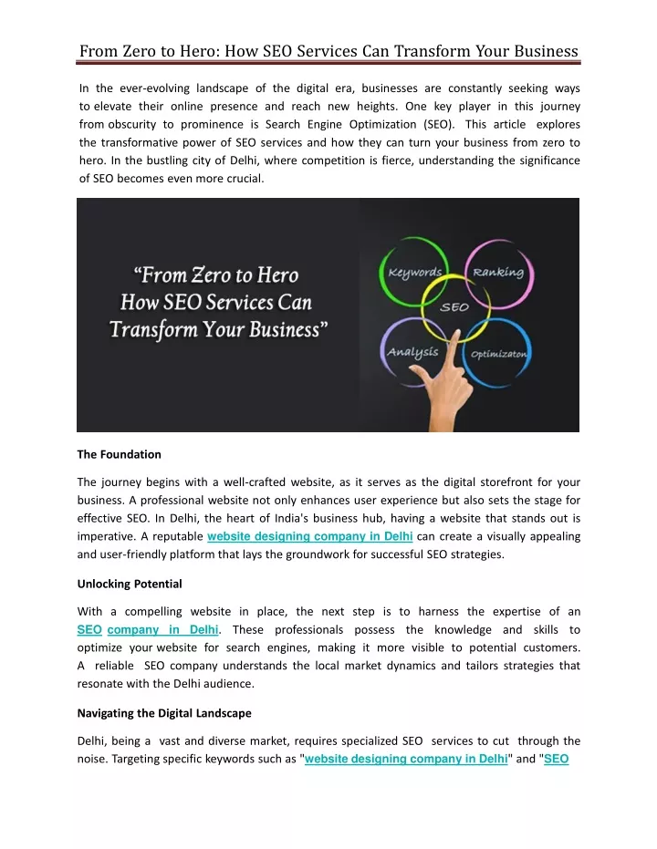from zero to hero how seo services can transform