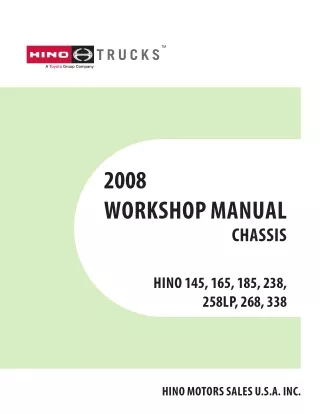 2008 HINO 338 series Truck Service Repair Manual