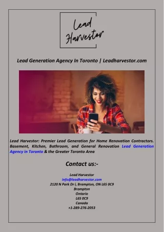 Lead Generation Agency In Toronto  Leadharvestor.com