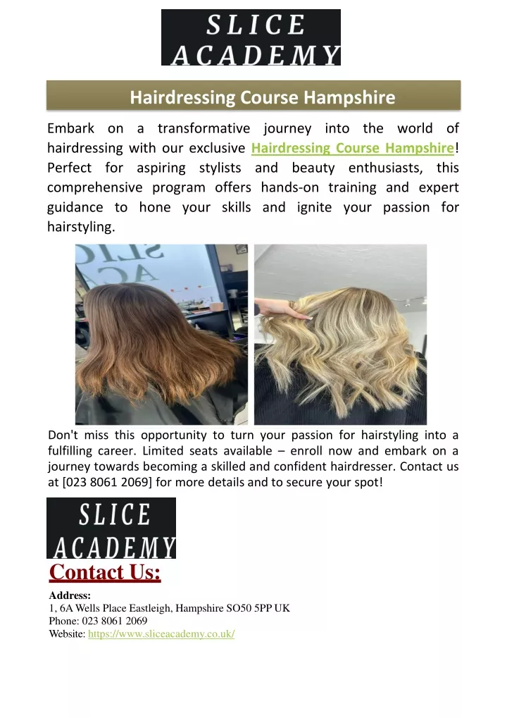 hairdressing course hampshire