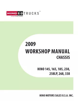 2009 HINO 258LP series Truck Service Repair Manual