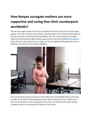How Kenyan surrogate mothers are more supportive and caring than their counterpa