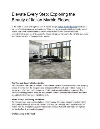 Elevate Every Step: Exploring the Beauty of Italian Marble Floors