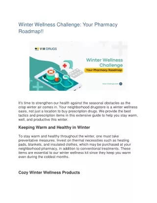 Winter Wellness Challenge Your Pharmacy Roadmap!!