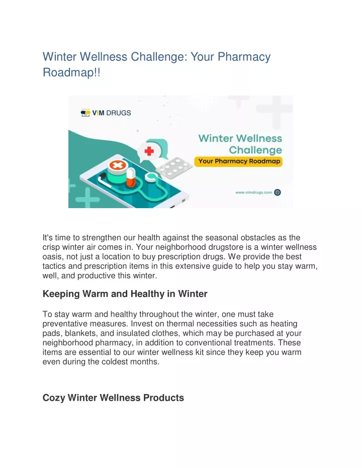 winter wellness challenge your pharmacy roadmap