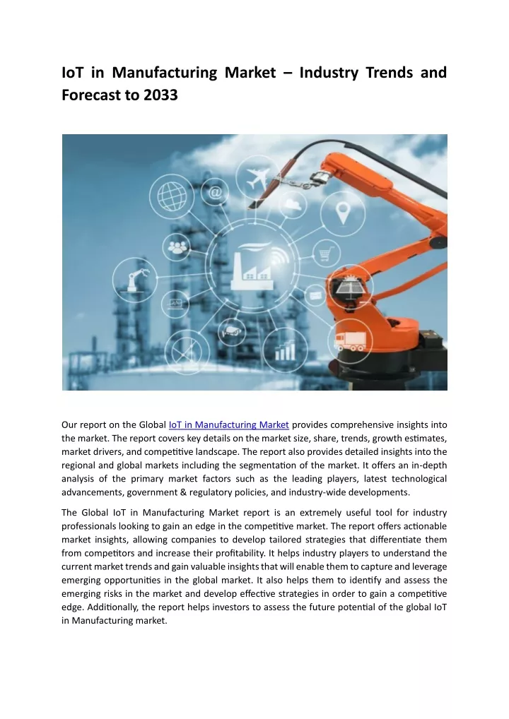 iot in manufacturing market industry trends