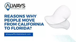 Reasons Why People Move from California to Florida