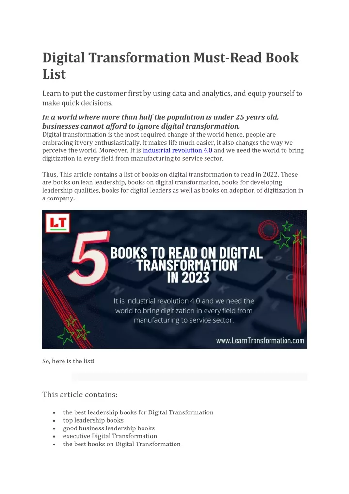 digital transformation must read book list