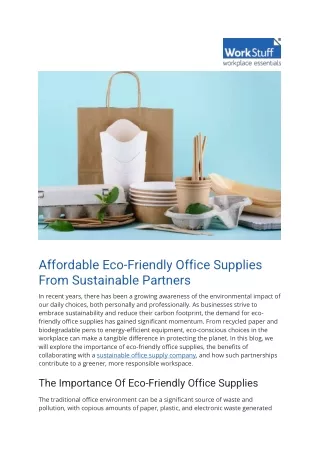 Eco-Friendly Office Supplies Go Green with Affordable Items