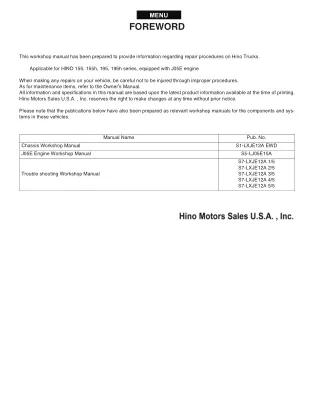 2012 Hino 155h Series Truck Service Repair Manual