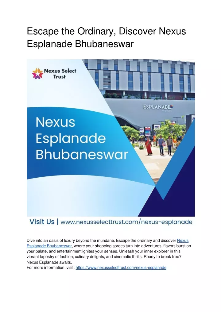 escape the ordinary discover nexus esplanade bhubaneswar