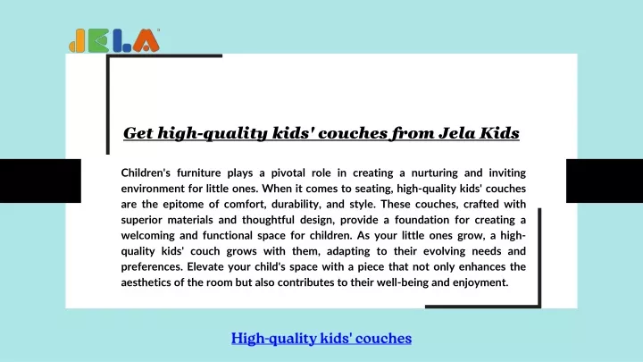 get high quality kids couches from jela kids