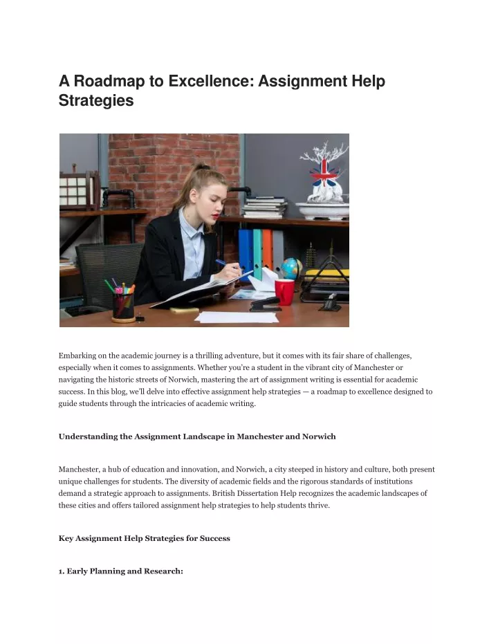 a roadmap to excellence assignment help strategies