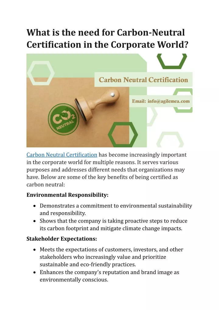 what is the need for carbon neutral certification