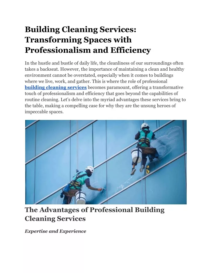 building cleaning services transforming spaces