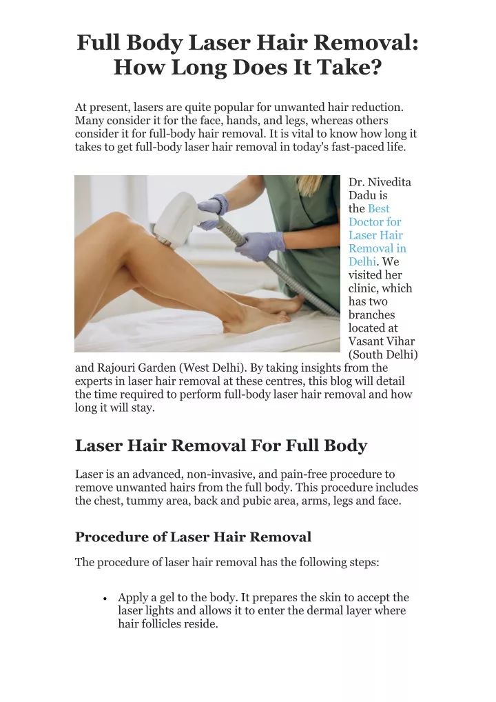 full body laser hair removal how long does it take