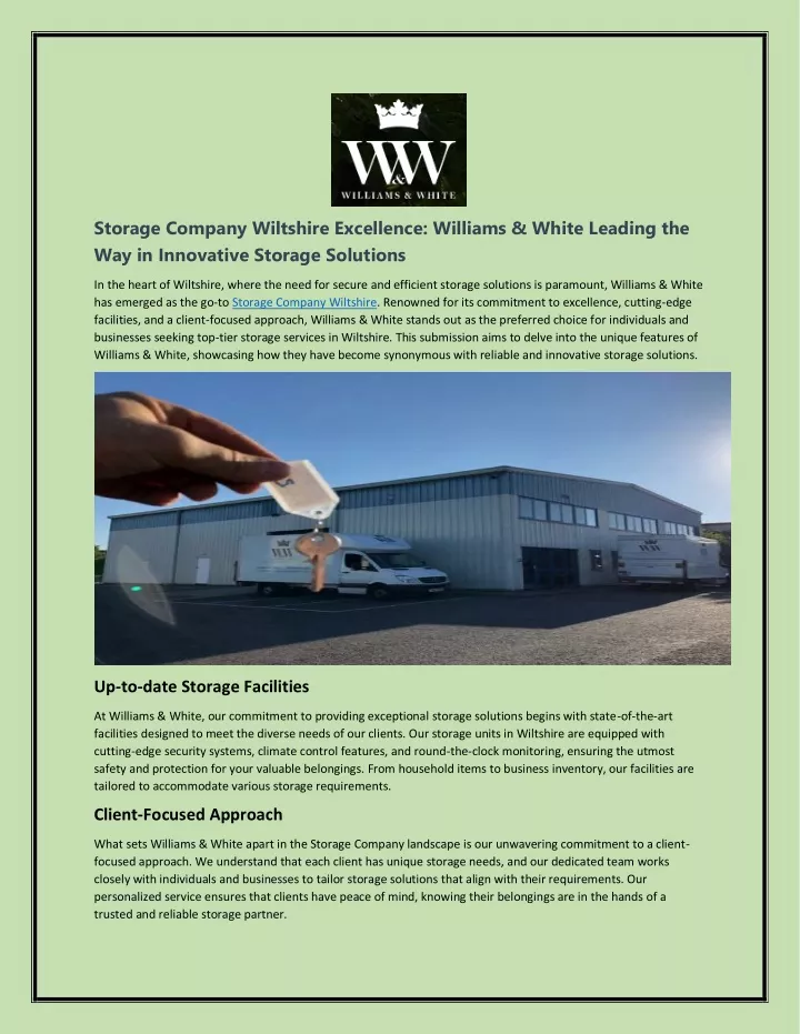 storage company wiltshire excellence williams