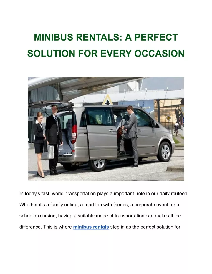 minibus rentals a perfect