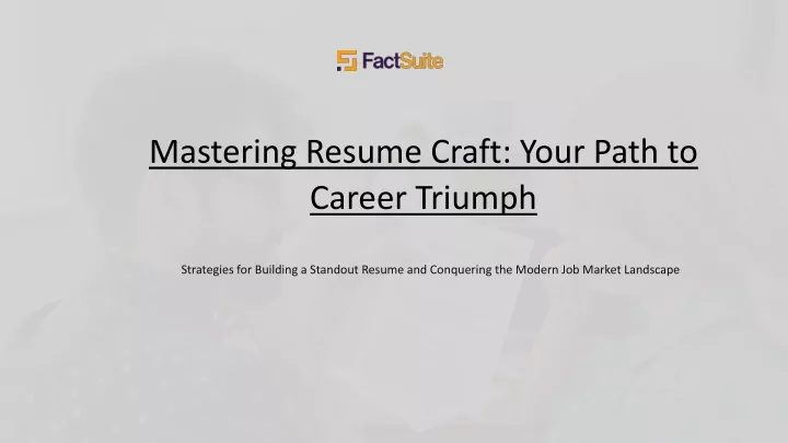 mastering resume craft your path to career triumph