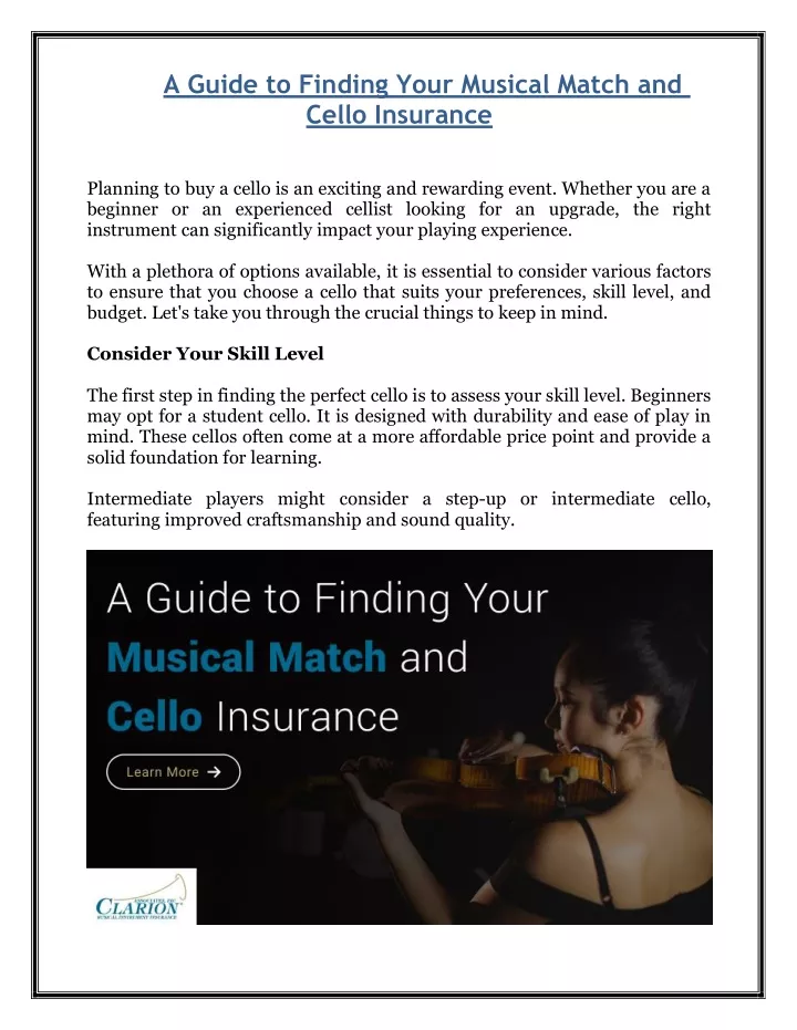 a guide to finding your musical match and cello