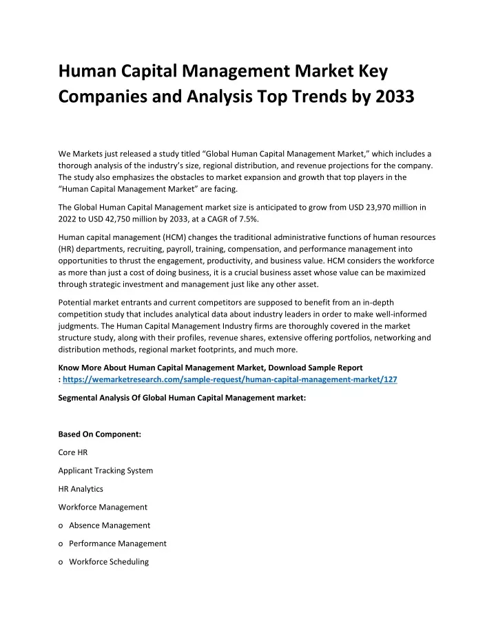 human capital management market key companies