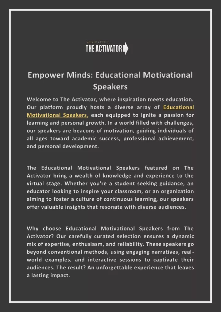 empower minds educational motivational speakers