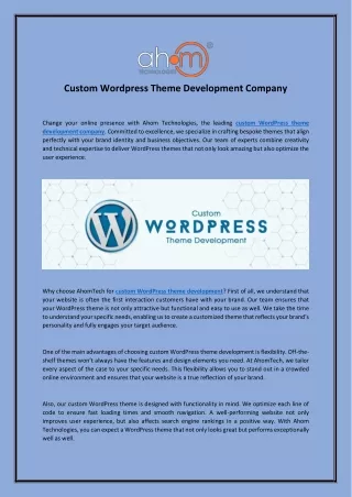 Custom Wordpress Theme Development Company