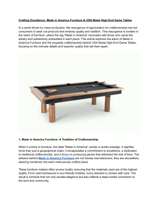 Crafting Excellence_ Made in America Furniture & USA-Made High-End Game Tables