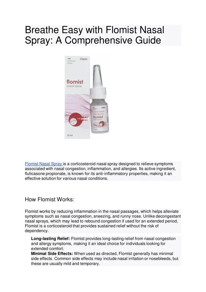 breathe easy with flomist nasal spray