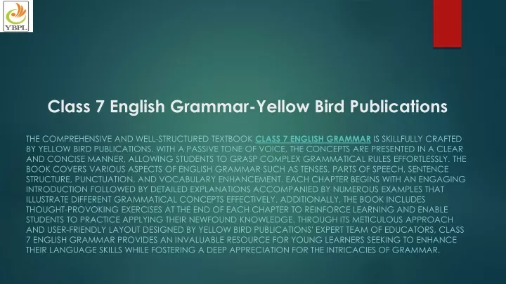 class 7 english grammar yellow bird publications