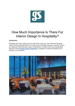 How Much Importance Is There For Interior Design In Hospitality