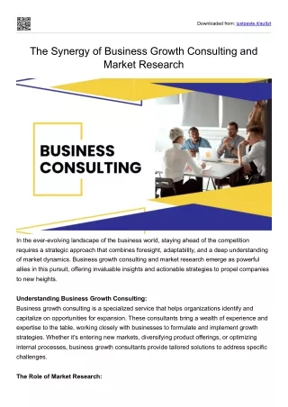 Business Growth Consulting and Market Research