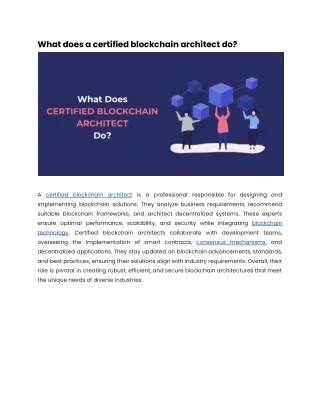 what does a certified blockchain architect do