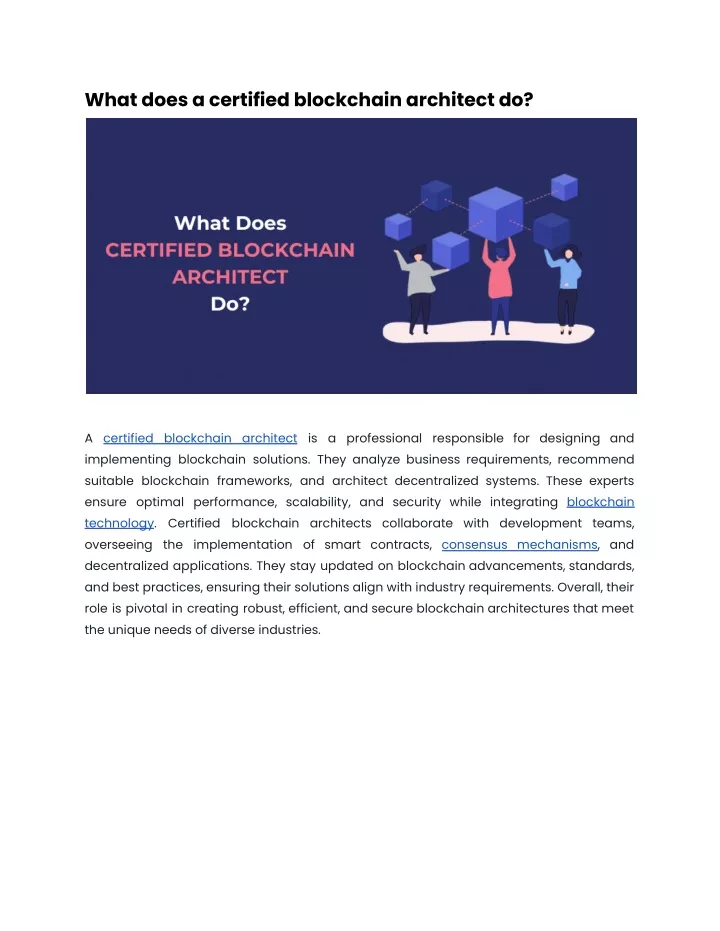 what does a certified blockchain architect do