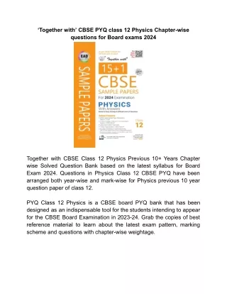 together with cbse pyq class 12 physics chapter
