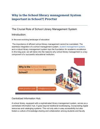 Why is the School library management System important in School__ Proctur