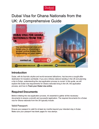 Dubai Visa for Ghana Nationals from the UK: A Comprehensive Guide
