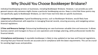 why should you choose bookkeeper brisbane