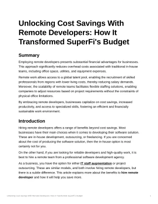 unlocking cost savings with remote developers