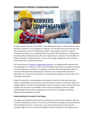 Understanding How Worker’s Compensation Insurance Covers Lost Wages and Medical Expenses