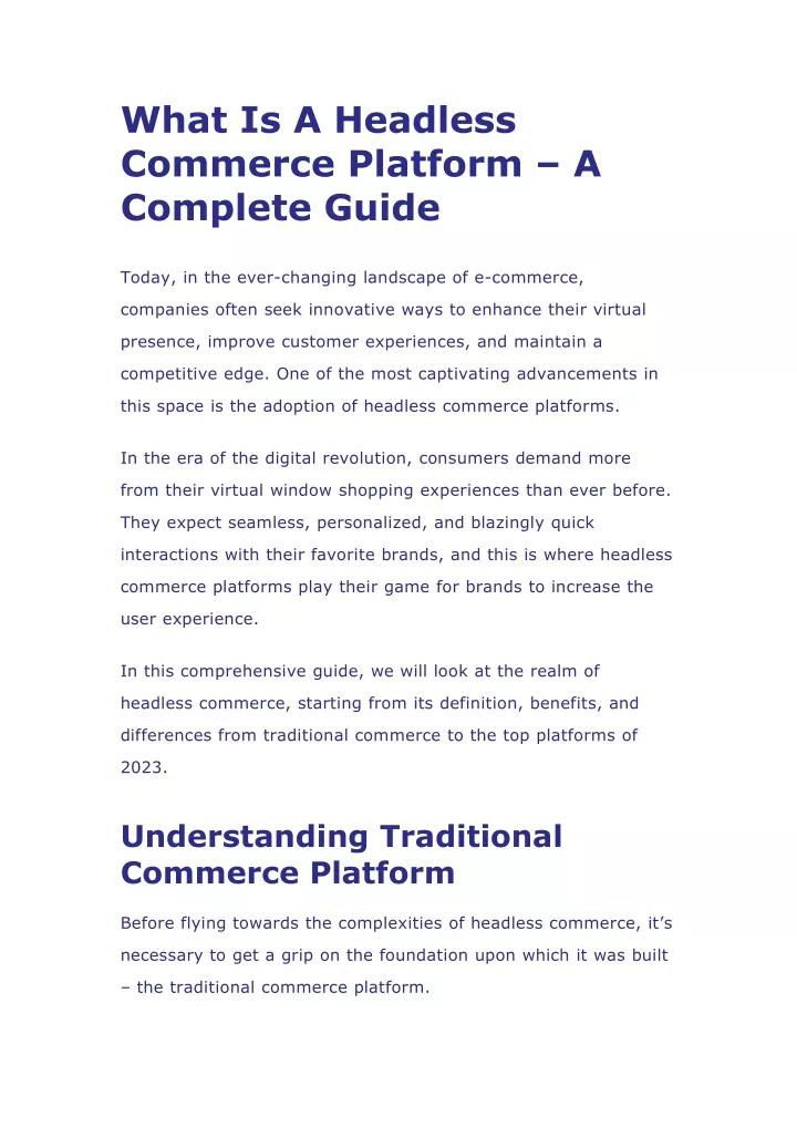 what is a headless commerce platform a complete