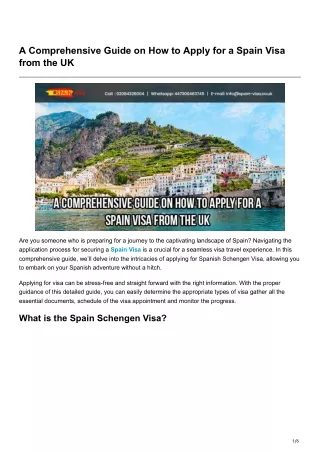 A Comprehensive Guide on How to Apply for a Spain Visa from the UK