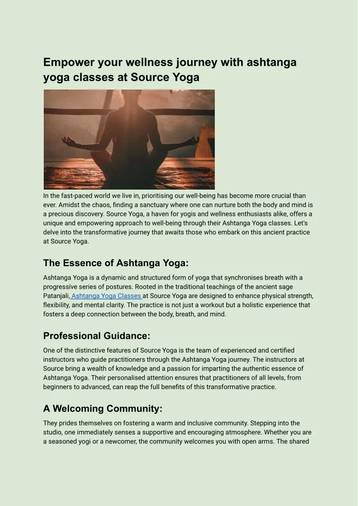 empower your wellness journey with ashtanga yoga