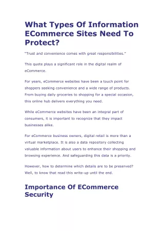 what types of information ecommerce sites need