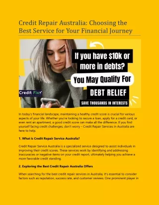 Credit Repair Australia Choosing the Best Service for Your Financial Journey