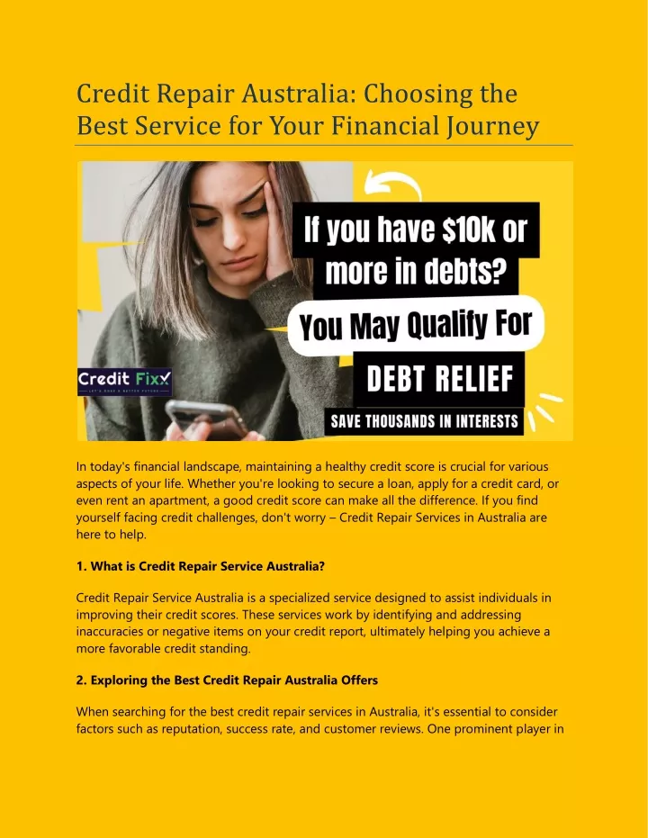 credit repair australia choosing the best service