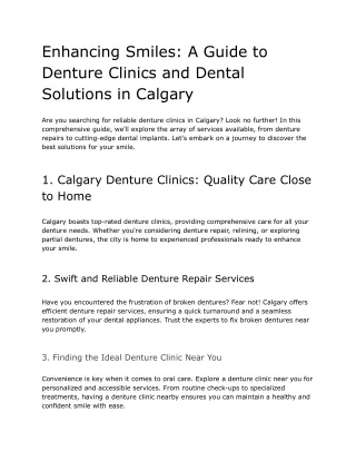 Enhancing Smiles_ A Guide to Denture Clinics and Dental Solutions in Calgary
