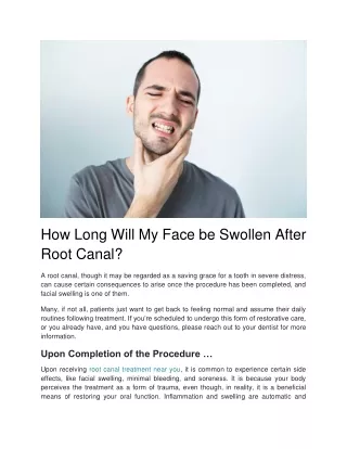 How Long Will My Face be Swollen After Root Canal_