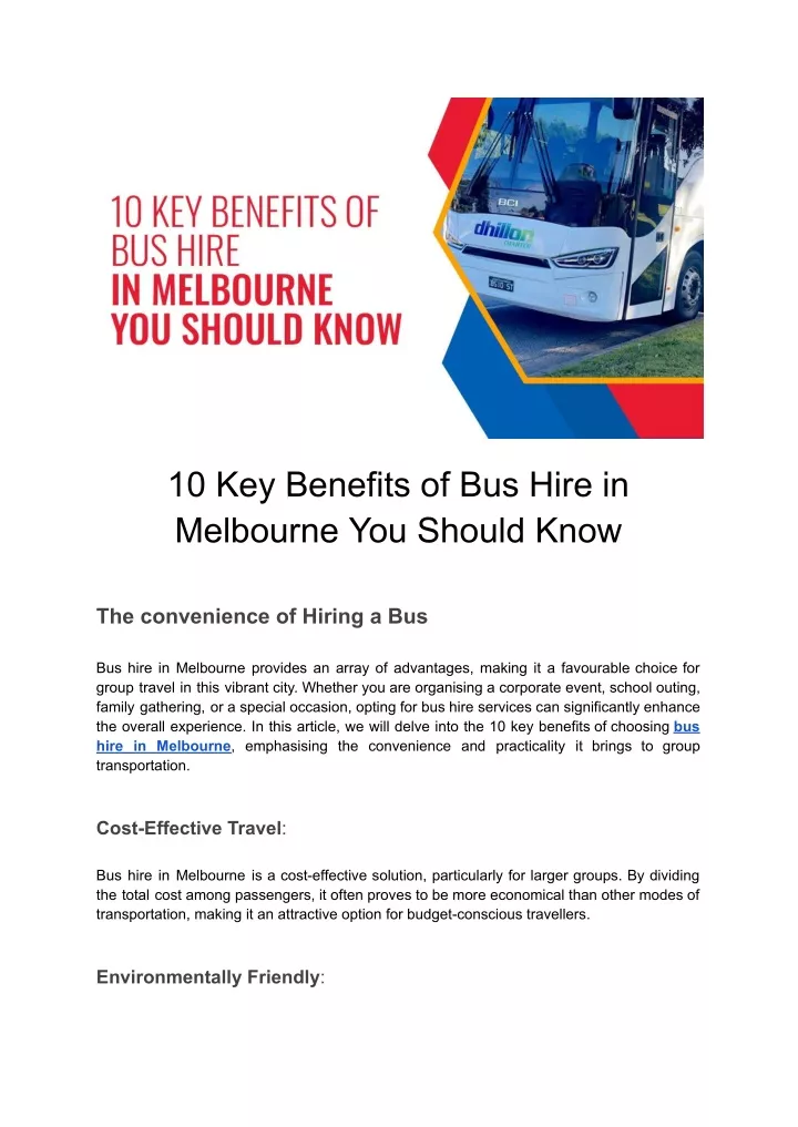 10 key benefits of bus hire in melbourne