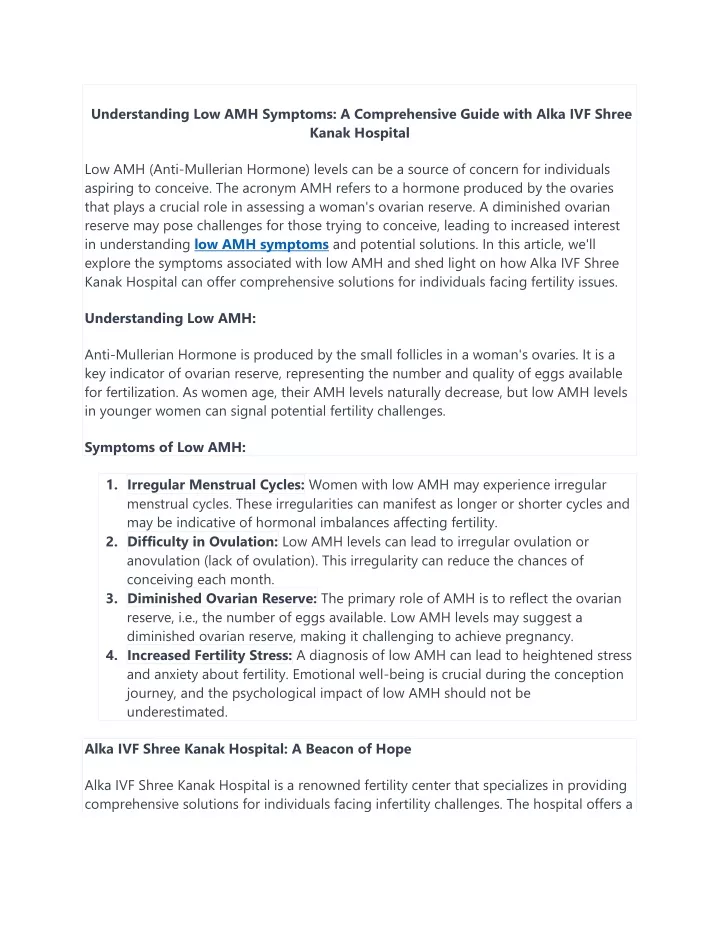 understanding low amh symptoms a comprehensive